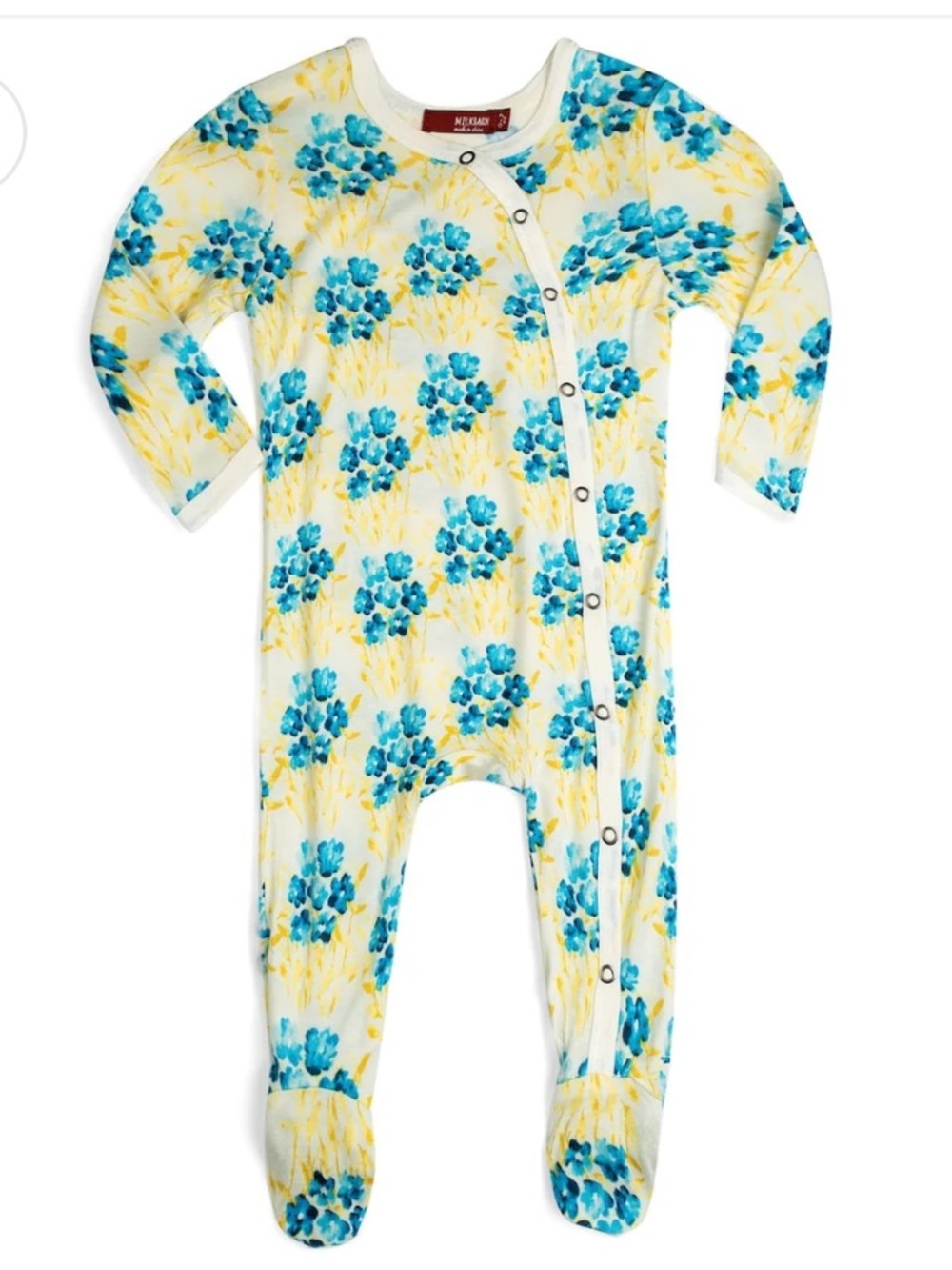 Milkbarn Sky Floral Bamboo Snap Footed Romper 6-9M NWT